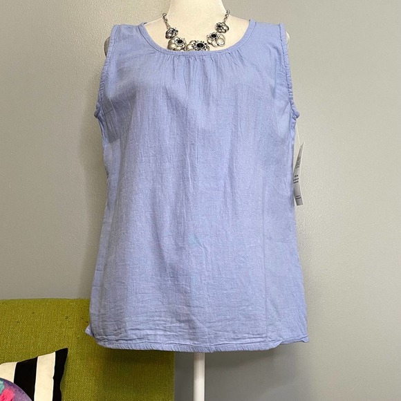 Maya Jones Blue Cotton Relaxed Fit Tank Top NEW Small - Picture 1 of 5